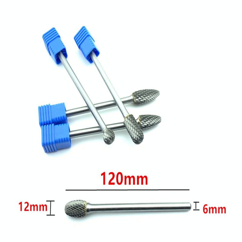Jrealmer 6 x 12 x 120 mm lange Wolframkarbidfräser zum Schleifen von Dremel, Stahlschleifen, Holzschleifen