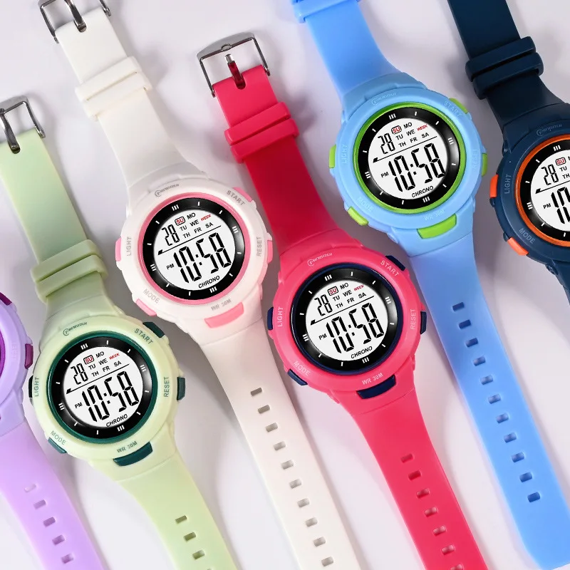 UTHAI CE49 reloj electrónico de moda para estudiantes, luminoso, resistente al agua, correa de PU, Pinhole