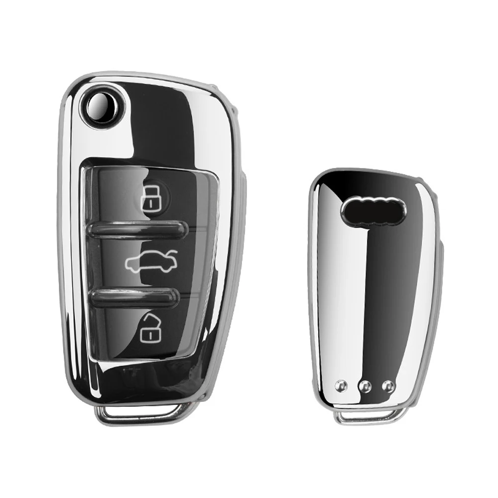 Casing Penutup Kunci Jarak Jauh Mobil TPU Lembut Baru Cangkang Pelindung untuk Audi C6 R8 A1 A3 A4 A5 Q5 A6 S6 A7 B6 B7 B8 8P 8V 8L TT RS Sline