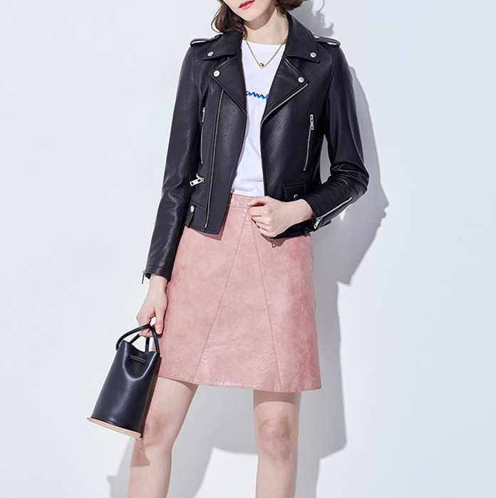 Jaqueta feminina couro legítimo preto, casaco feminino pele de carneiro