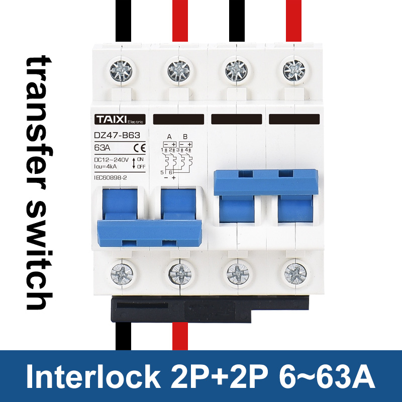 DC 12V 24V 48V 36V 72V MCB batería Protector de coche Mini disyuntor DZ47 aislador de interruptor de protección de poste positivo y negativo