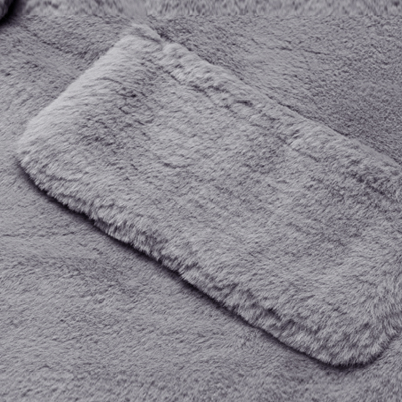 Nerazzurri ขนาดใหญ่ Warm Furry Faux ขนสัตว์สำหรับผู้หญิงแขนยาวปุ่มสีเทา Fluffy เสื้อฤดูหนาวเสื้อผ้าผู้หญิง2020