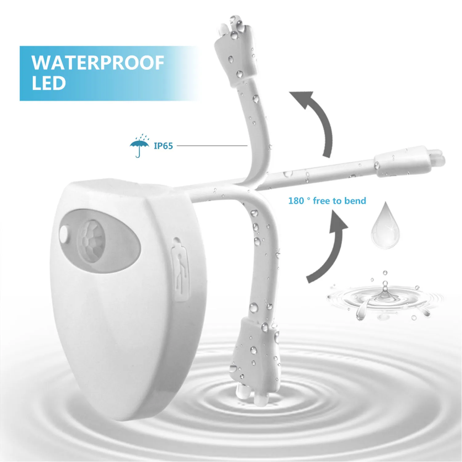 Luz nocturna para inodoro con Sensor de movimiento, lámpara de luz nocturna impermeable recargable por USB con función de esterilizador UV, cambio de 16 colores