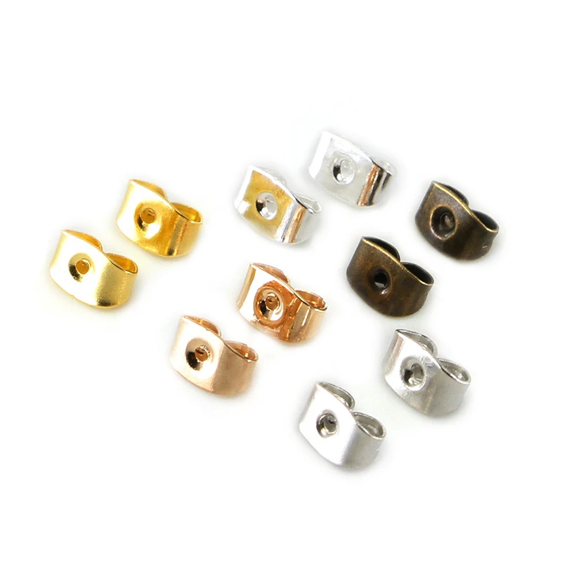 200 unids/lote pendientes cuencos tapón para la espalda desplazamientos poste de oreja mariposa para fabricación de joyería DIY tapas bloqueadas pendientes tapones para la espalda oreja