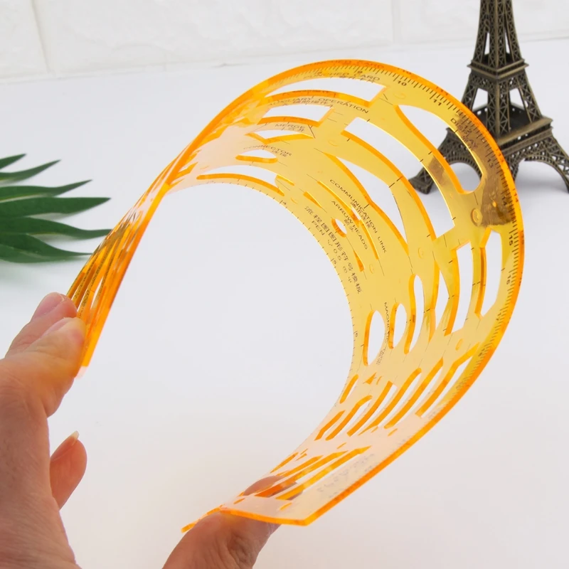 Yellow Durable K Resin Template Ruler Mapping Drawing Drafting ruler Stencil Measuring Tool Student School Stationery C26