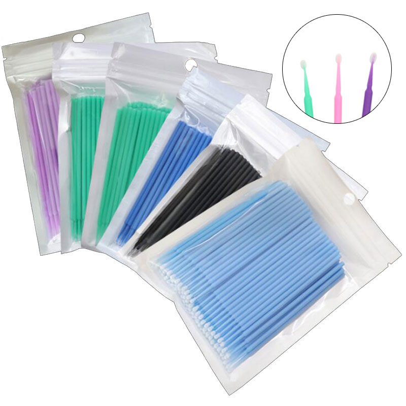 100pcs Disposable MicroBrush Cotton Swabs For Individual Eyelashes Removing Mascara Applicators Eye Lash Extension Tools