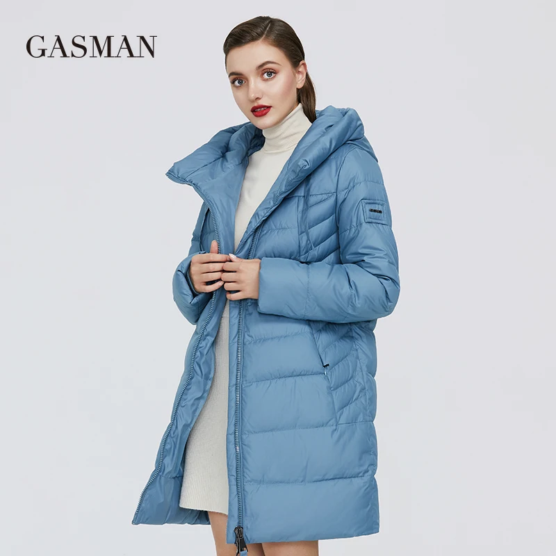 GASMAN-Chaqueta de plumón larga para mujer, abrigo grueso con capucha, Parka cálida de marca, ropa de algodón, M-180 de invierno, 2022