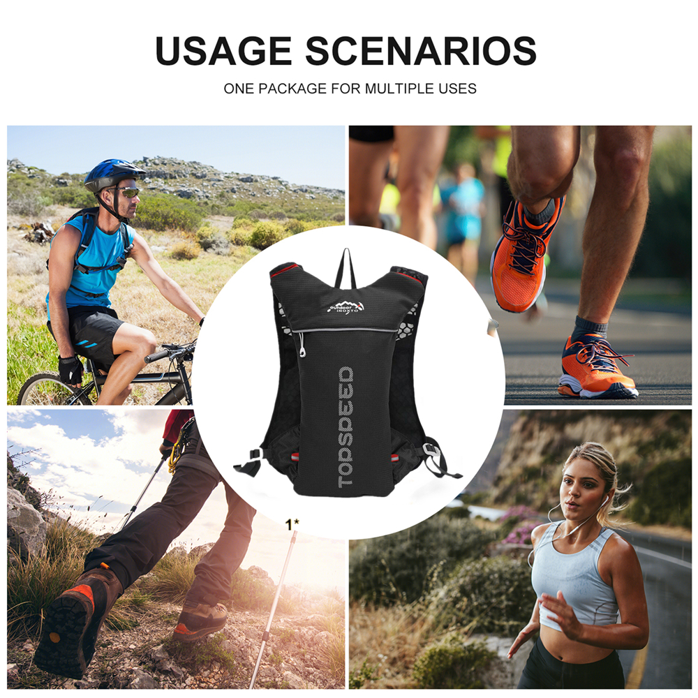 Trail Running-5L Ultralight กระเป๋าเป้สะพายหลัง Hydration Jogging เสื้อกั๊ก,มาราธอน,จักรยาน,น้ำขวด250Ml 500Ml