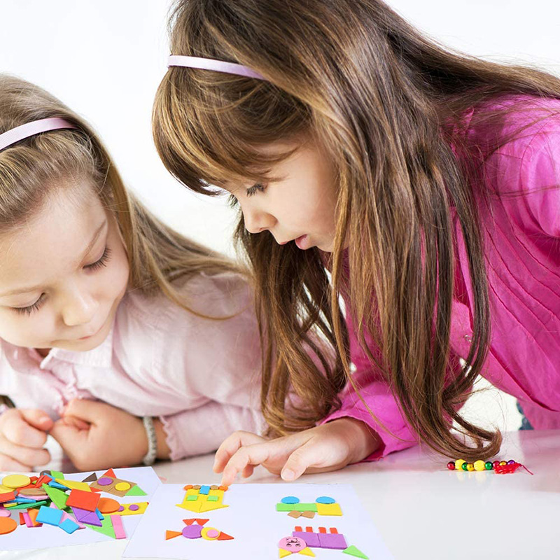 400/200 Uds pegatinas de espuma rompecabezas geométrico pegatinas autoadhesivas de EVA niños educación DIY juguetes para manualidades hacer regalos