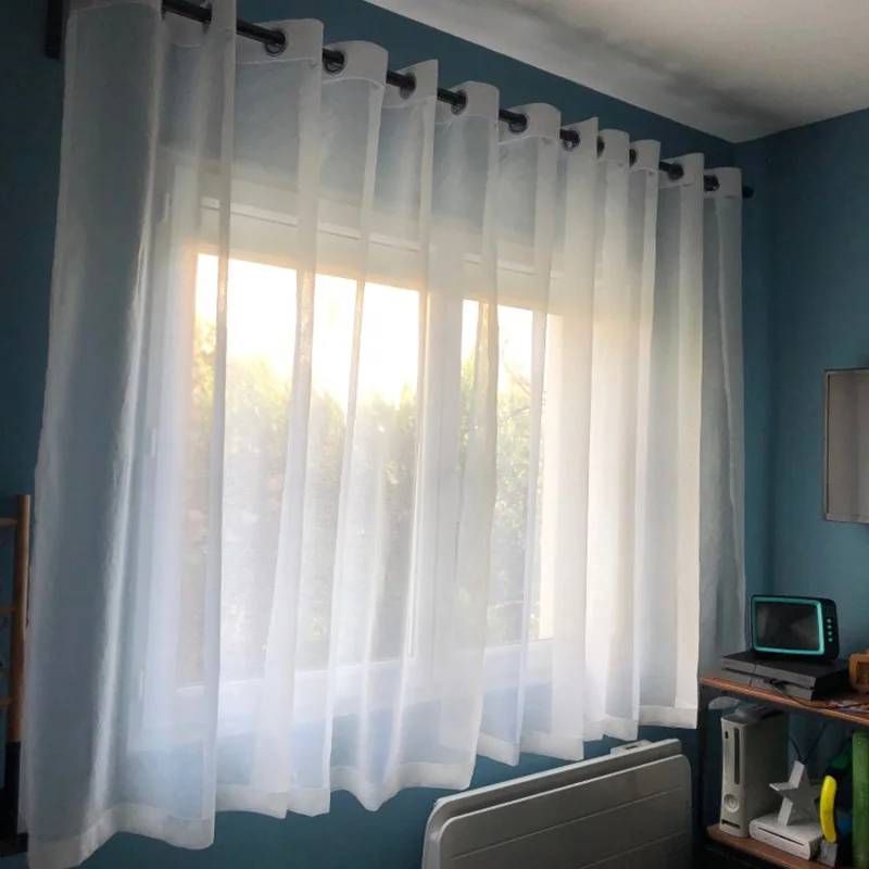 Trắng Voan Ngắn Màn Cho Phòng Khách Chắc Chắn Sheer Voan Rèm Cửa Cho Nhà Bếp Cửa Sổ Chiếu Lanh Màn Cửa Cưới