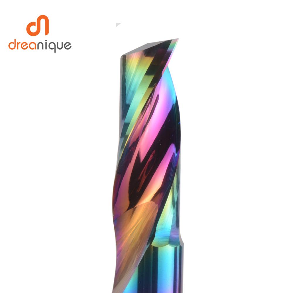 Dreanique 1 PC 3.175 4 6 8mm CNC ขลุ่ยเดี่ยวทังสเตนคาร์ไบด์โลหะผสม End Mill, DLC เคลือบเครื่องตัดบิตสําหรับอลูมิเนียม
