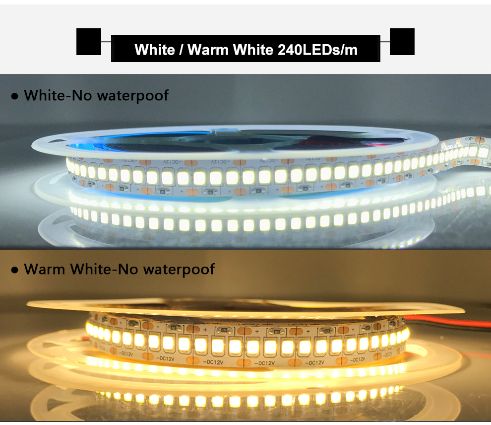 DC 5V 12V 24V LED ストリップライトダイオードテープ PC TV SMD 2835 1 メートル - 5 メートル 60/120/240 Led/m 5 12 24 V LED ストリップ装飾ライト部屋用