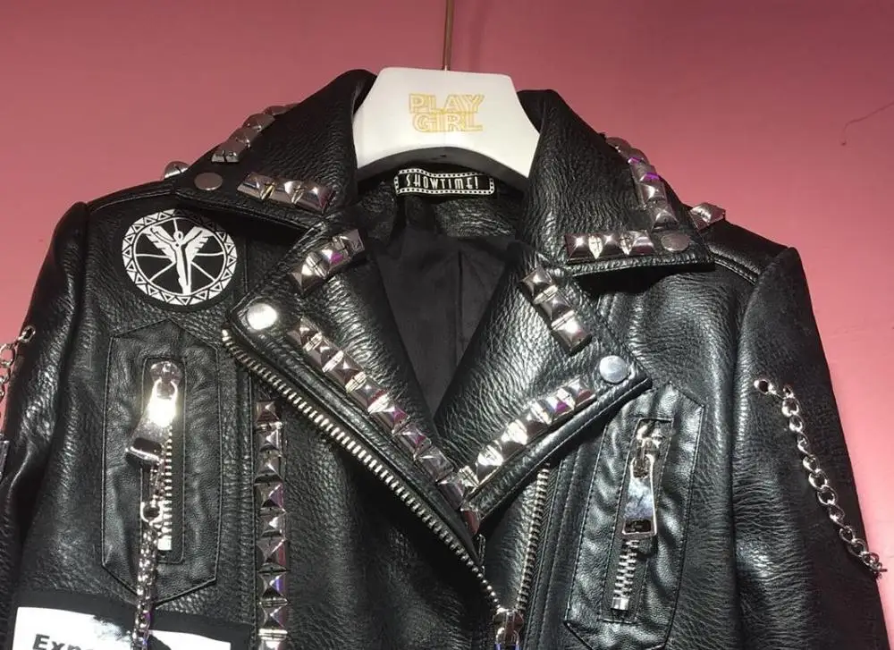 3D Graffiti weiche pu leder jacken weibliche cartoon Leder Jacke niet sicken Punk Rock Cropped leder Oberbekleidung F2217