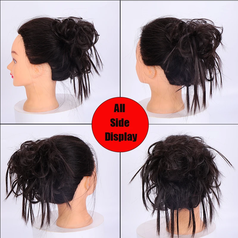 LUPU Tổng Hợp Chignon Lộn Xộn Scrunchies Thun Búi Tóc Thẳng Updo Bộ Tóc Giả Cao Nhiệt Độ Sợi Tự Nhiên Giả Tóc