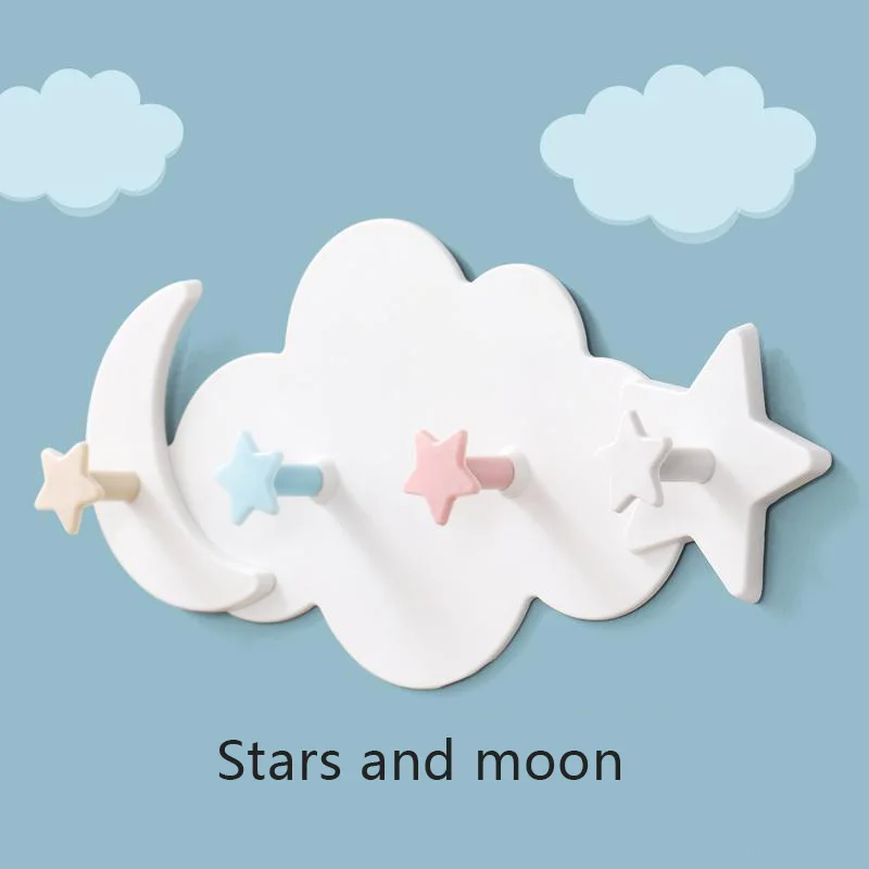 Tự Dính Móc Kawaii Hình Hoạt Hình Đám Mây Phòng Trẻ Em Móc Trên Tường Treo Trang Trí Liền Mạch Cửa Móc Treo Quần Áo Phòng Tắm