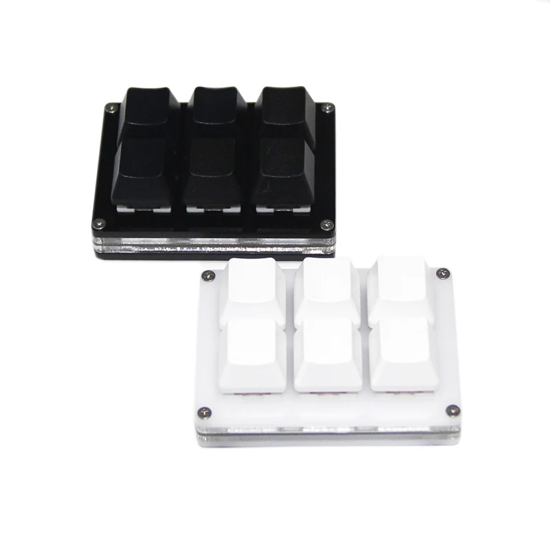 6 Tombol Makro Keyboard Mini untuk Games OSU Keyboard Mikro/Tipe C Hitam Putih Pemrograman Diprogram Keyboard Saklar Biru Merah