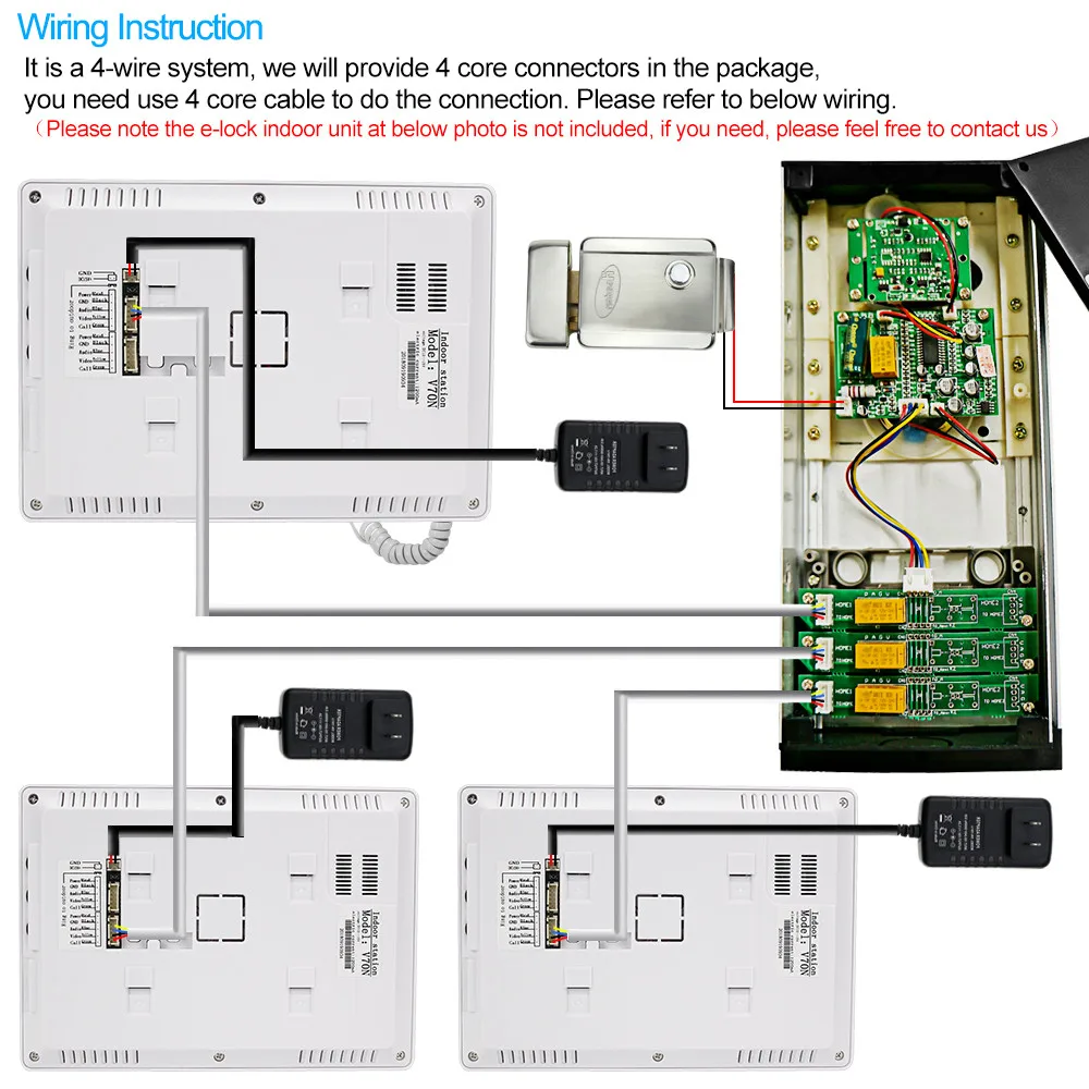 Unidade externa 700TVL com intercomunicador bidirecional e luz LED para apartamentos mais seguros-2/3/4/6 botões
