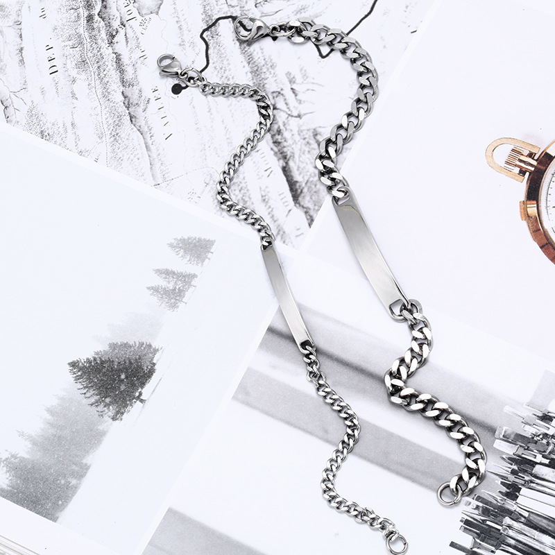 Pulseira de aço inoxidável com logotipo personalizado, nome gravar, pulseiras personalizadas para homens e mulheres, transporte da gota