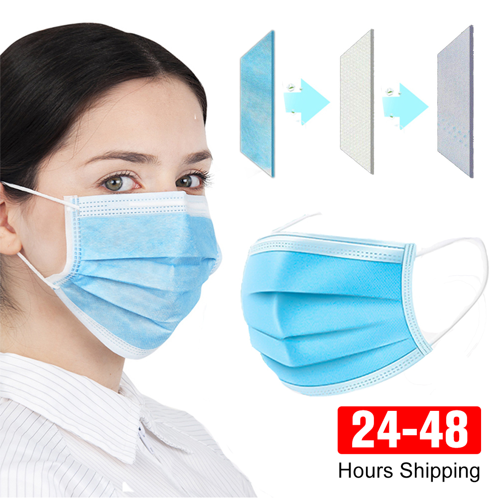 Maschere Maschera a 3 strati Maschere per il viso Panno soffiato fuso Maschere protettive antipolvere usa e getta Earloops Maschera per la bocca Mascarillas nere