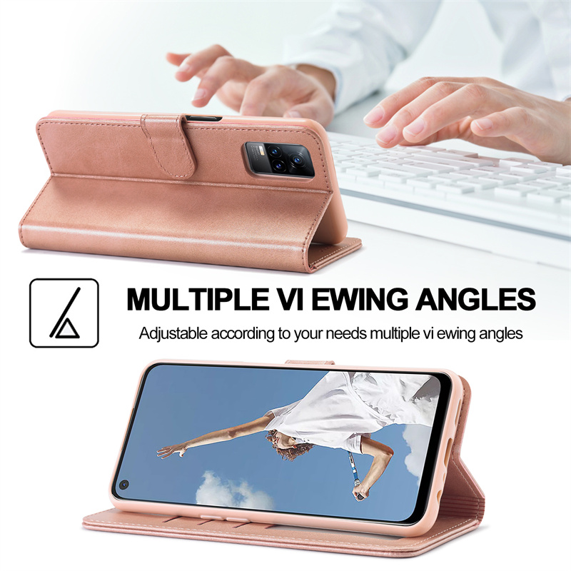 Casing Lipat Dompet Kulit PU untuk VIVO Y17 Y3S Y15 Y12 U3X Y20 Y73 V21 V21E 5G Penutup Belakang Pelindung Tahan Benturan Multifungsi