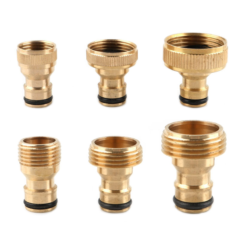 Conector rápido de latón de 1/2 ", 3/4", 1 pulgada, conector de riego para jardín, adaptador de boquilla para grifo, juntas de pistola de agua, 1 ud.