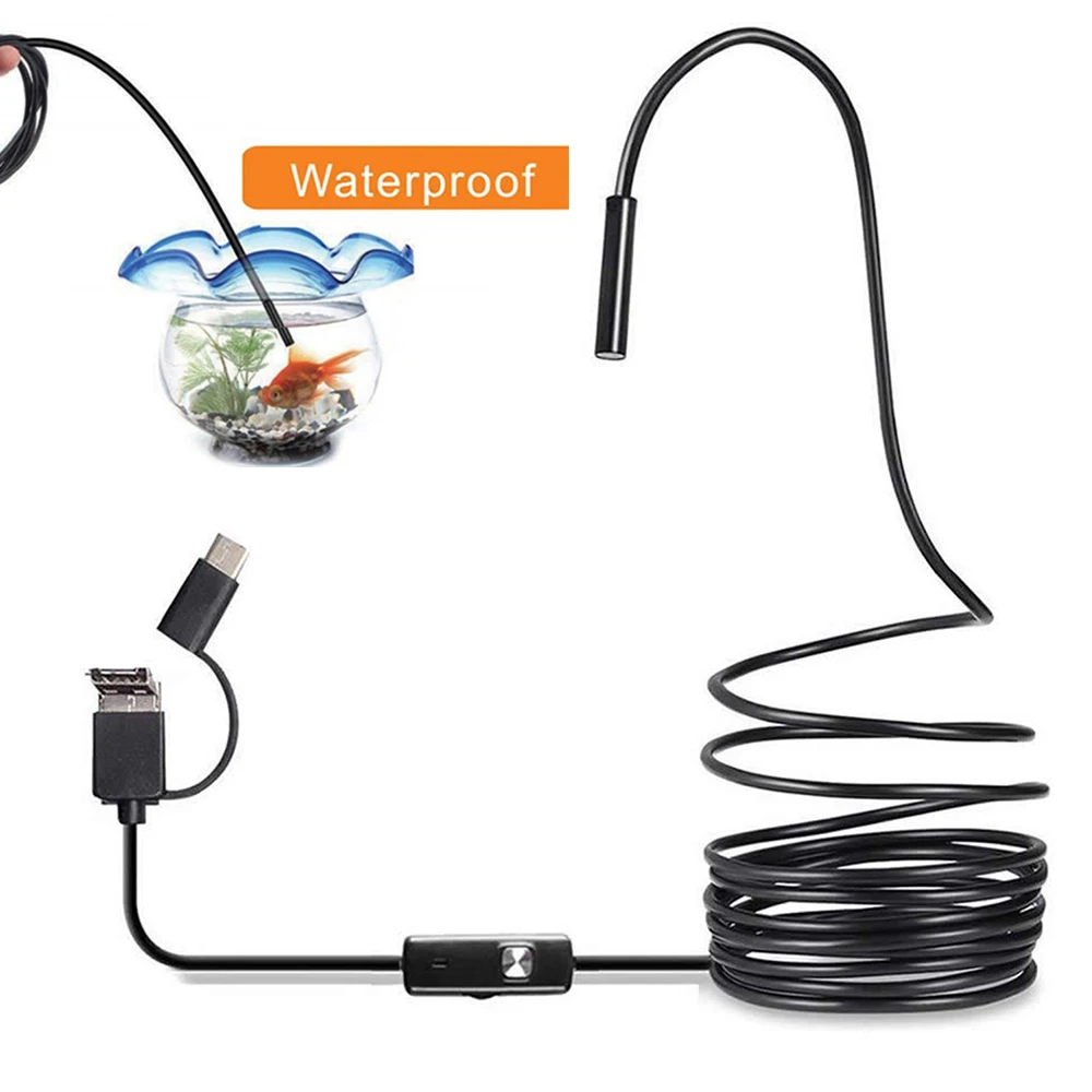 6LED 7 мм HD 1M USB Type-C для эндоскопической камеры Android, гибкая змея, мягкий провод/кабель, USB TypeC, камера для осмотра труб, бороскоп