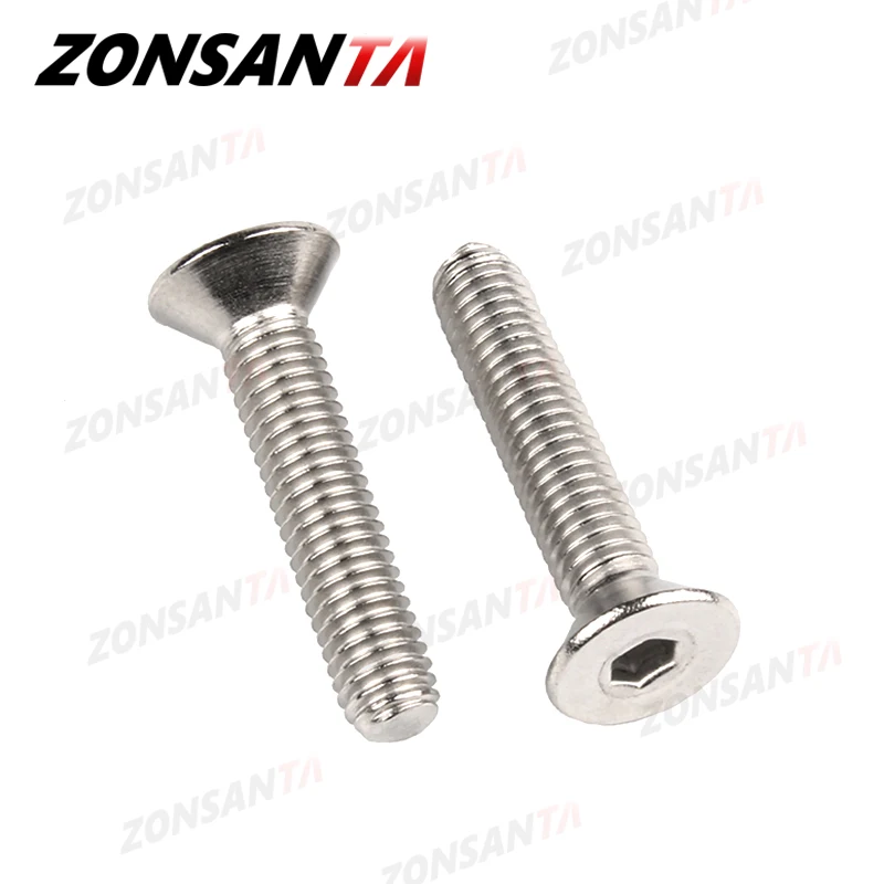 Zonsanta M2 M2.5 M3 M4 M5 M6 Din7991 304 Thép Không Gỉ Bắt Vít Lục Giác Lục Giác Ổ Cắm Đầu Phẳng Countersunk Vít Đồ Nội Thất ốc Vít