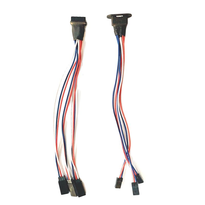 MPX 8 pines montado en brida macho hembra Multi cable doble Triple cuádruple 2/3/4 Servo arnés de cables de extensión 20awg para avión RC