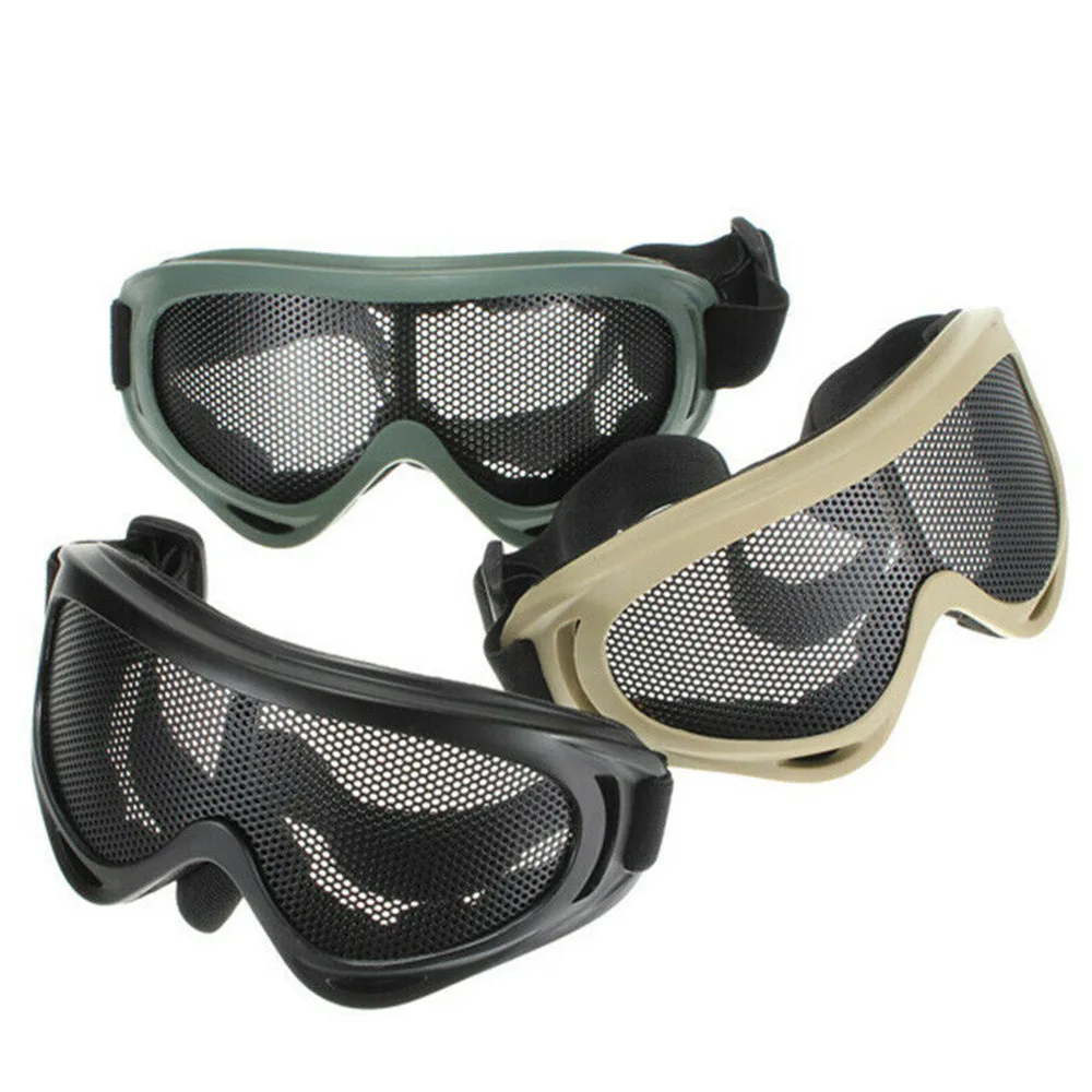 Gafas de malla de Metal para caza al aire libre, gafas tácticas resistentes a los golpes, protección de ojos para deportes al aire libre, herramientas para exteriores