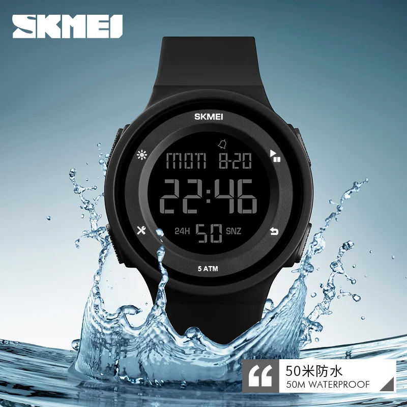 Skmei spors crianças relógio de contagem regressiva cronógrafo à prova dwaterproof água relógio de pulso para menino menina moda led luz relógio original
