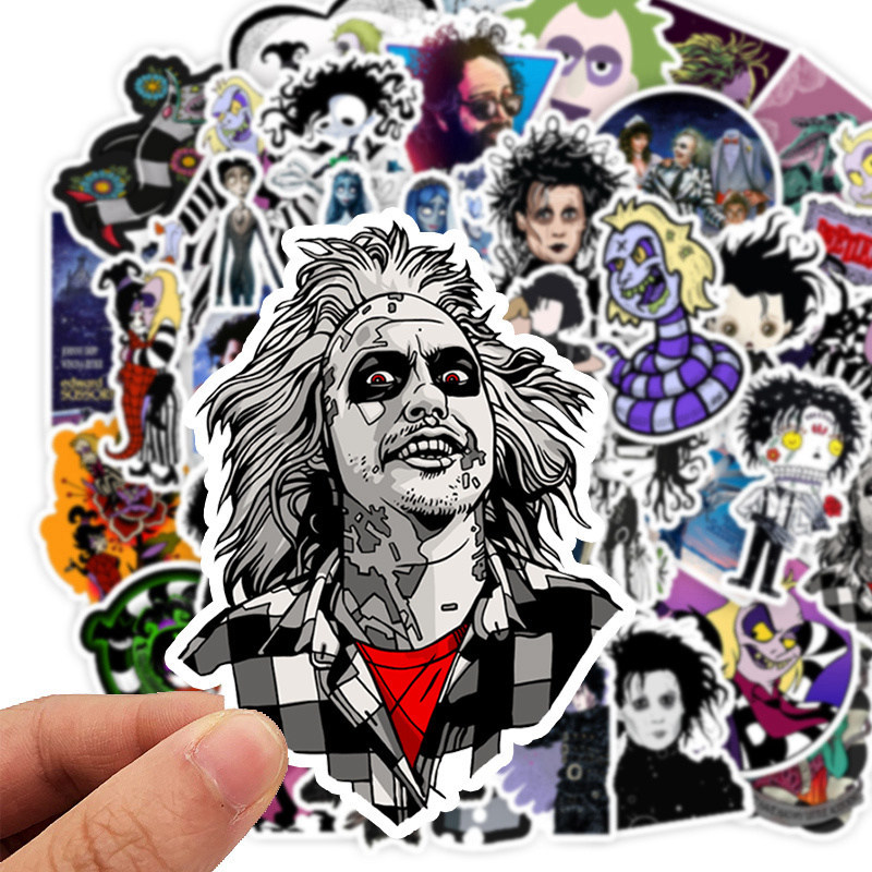 Paquete de 10/30/50 Uds. De pegatinas de películas Tim Burton Edward, manostijeras, portátil, monopatín impermeable, teléfono, coche, guitarra, juguete para niños
