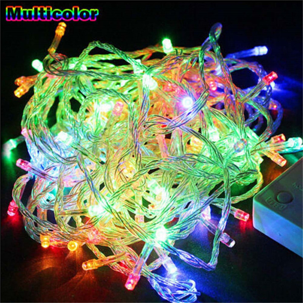 Luces navideñas para exteriores con enchufe UE/EE. UU., guirnaldas de Luces Led 100LED 10M, luces decorativas, guirnalda de árbol de iluminación navideña