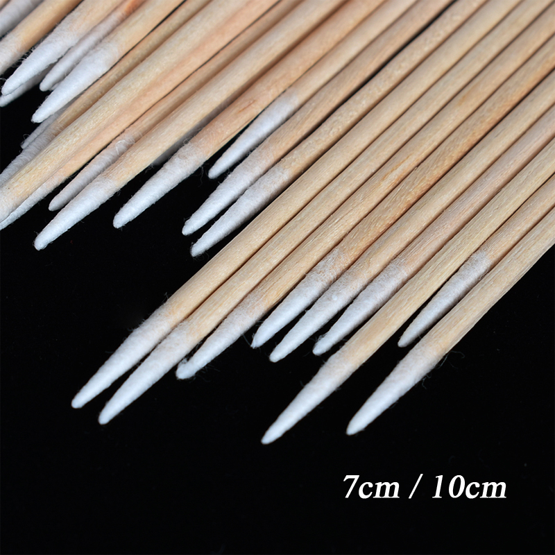 10 Bags Disposable Wooden Pointed Cotton Sticks 7/10cm Cotton Swab for Microblading/Permanent Makeup/Nail Beauty PMU Accessories