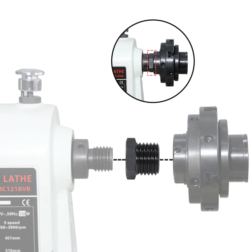 Lathe Headstock Spindle Adapter Thread 1" x 8TPI  M33 x3.5mm M18 -2.5mm Chuck Insert Wood Turning Woodworking Tool Accessories