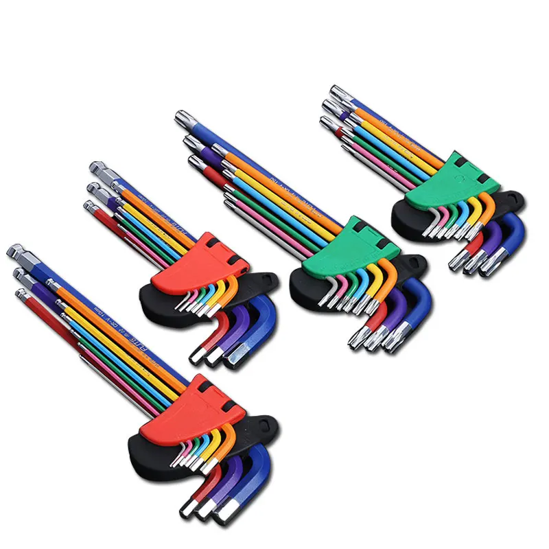 Allen Bộ Khóa L Cờ Lê Bộ Allen Vít 9 Cây Dài Cánh Tay Bộ Chìa Lục Giác 1.5Mm Đến 10mm Bộ Lục Giác Cờ Lê Tay Dụng Cụ Sửa Chữa Xe Đạp
