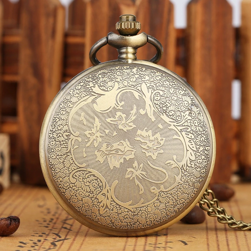 빈티지 골동품 구리 Steampunk 청동 중공 기어 석영 주머니 시계 목걸이 펜던트 시계 체인 남성 여성 액세서리