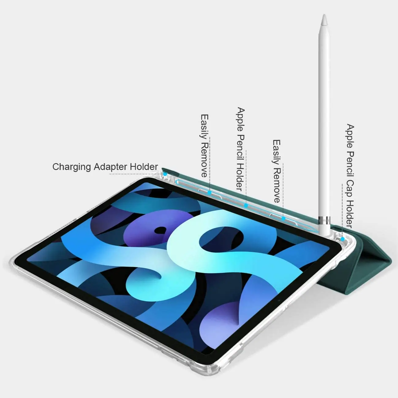 Casing untuk iPad Generasi Ke-8 2020 iPad 7th Gen 2019 Tutup Pelindung Folio Silikon dengan Tempat Pensil A2270/A2428 /A2429 Funda