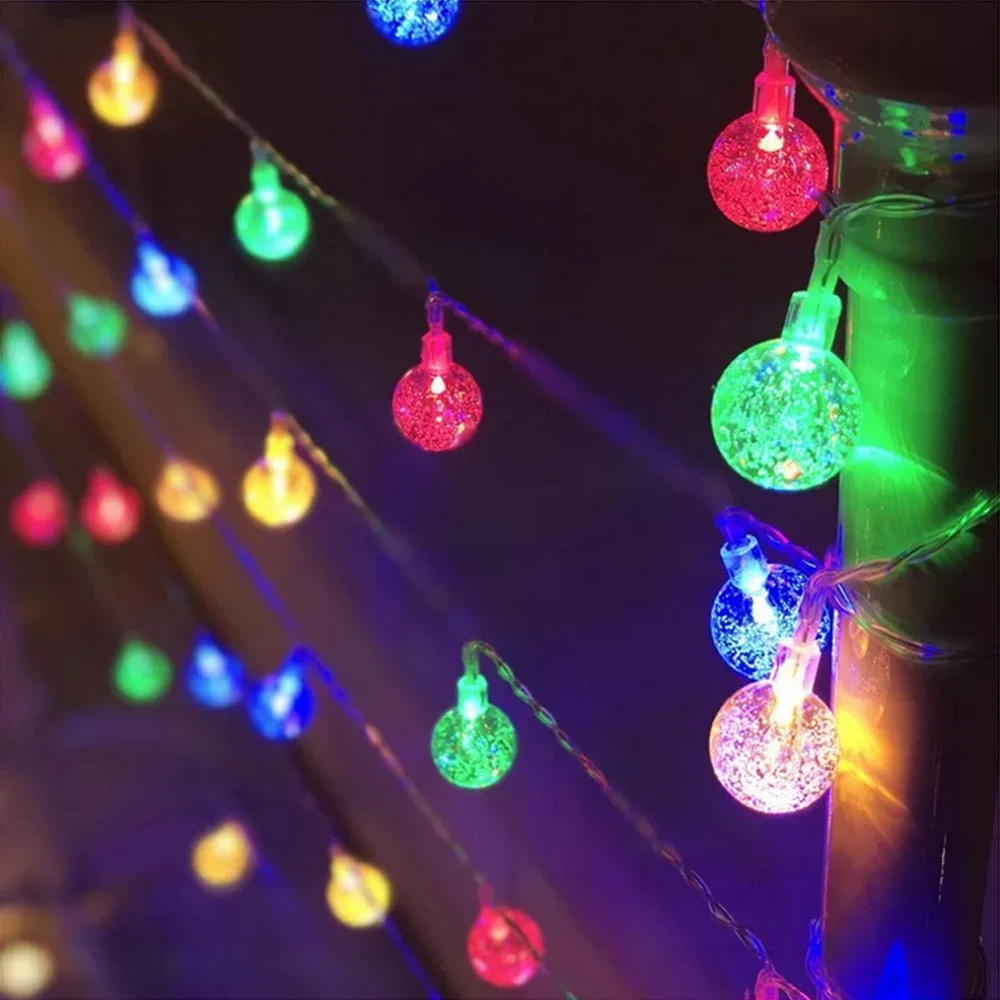 1.5M 3M 6M LED Sfera di cristallo Ghirlanda Luci della stringa Flash Lampada natalizia per interni 10/20/40 Lucine a LED Batteria/USB Operato