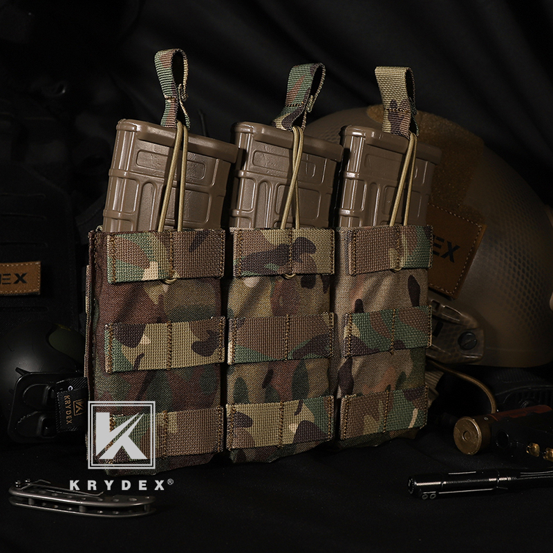 KRYDEX Tactical MOLLE 5.56mm Mag Pouch Single/Double/Triple Open-Top MOLLE Strap Magazines Pouch for M4 M16 Hunting Accessories