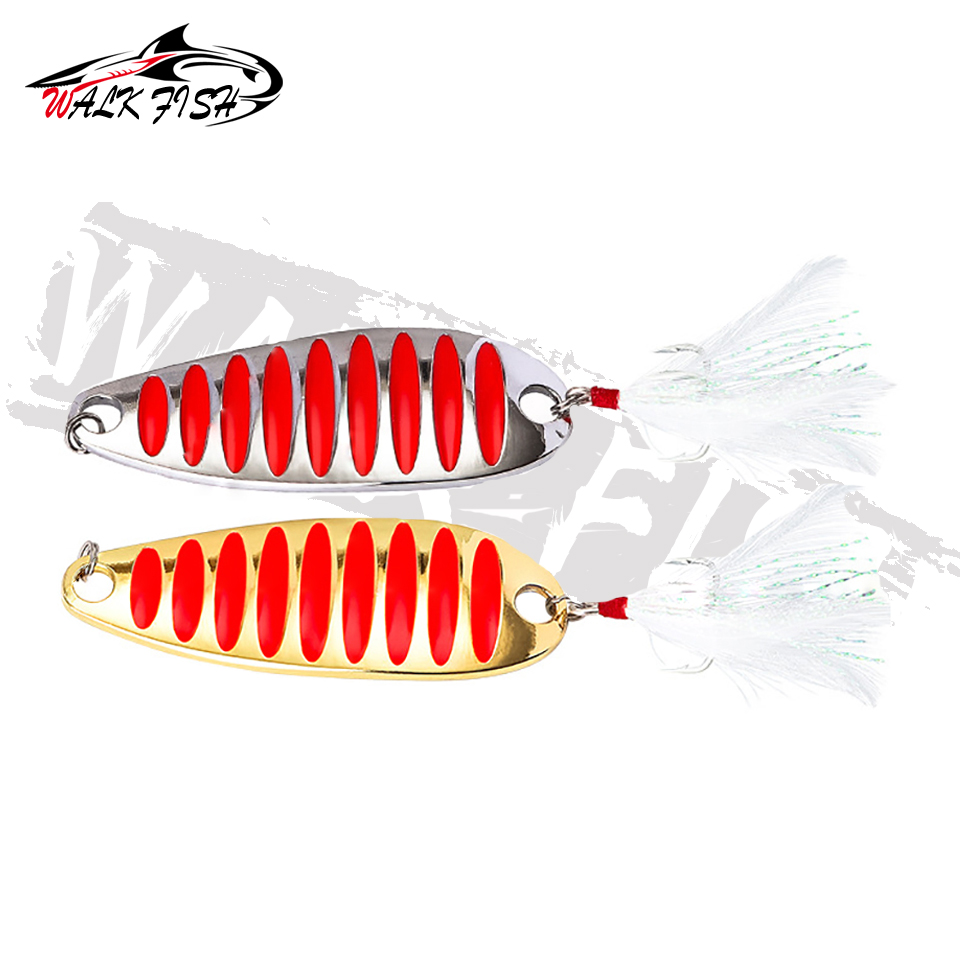 WALK FISH señuelo de cuchara de Pesca, Señuelos duros con pluma de metal, 5g, 7g, 10g, 15g, 20g, 30g