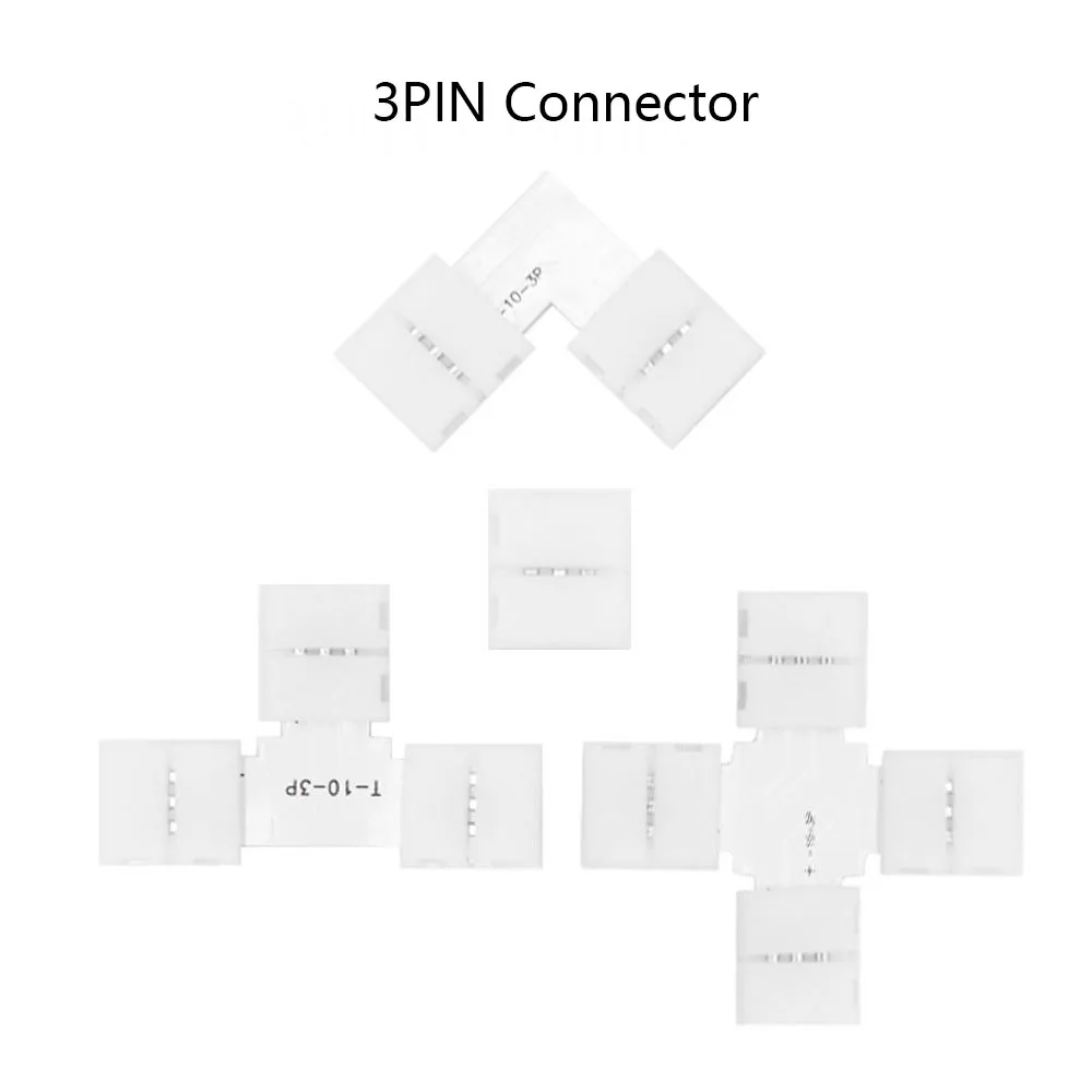 Conector Led de soldadura sin soldadura, 2 pines, 3 pines, 4 pines, 5 pines, L / T/X, Conector de esquina para cinta de tira Led RGB RGBW RGBWW de 10mm, 5 uds.