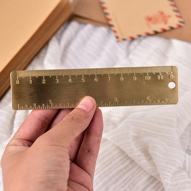 Brass Straight Ruler for School Office Stationery Metal Painting Drawing Tools Chancery Rose Gold Measuring Ruler Bookmark Mini
