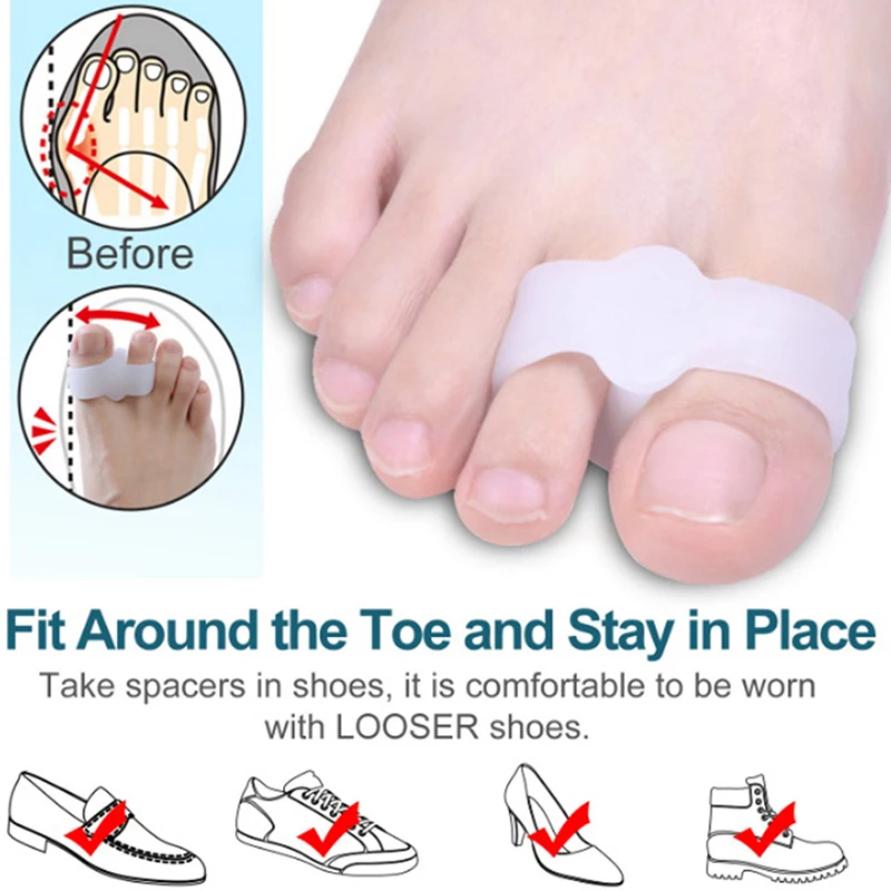Bộ 2 Gel Silicone Ngón Chân Cái 2 Lỗ Ngón Tay Cái Valgus Ngón Chân Chia Chân Ngón Tay Bảo Vệ Corrector Ngâm Chân Dụng Cụ Chăm Sóc