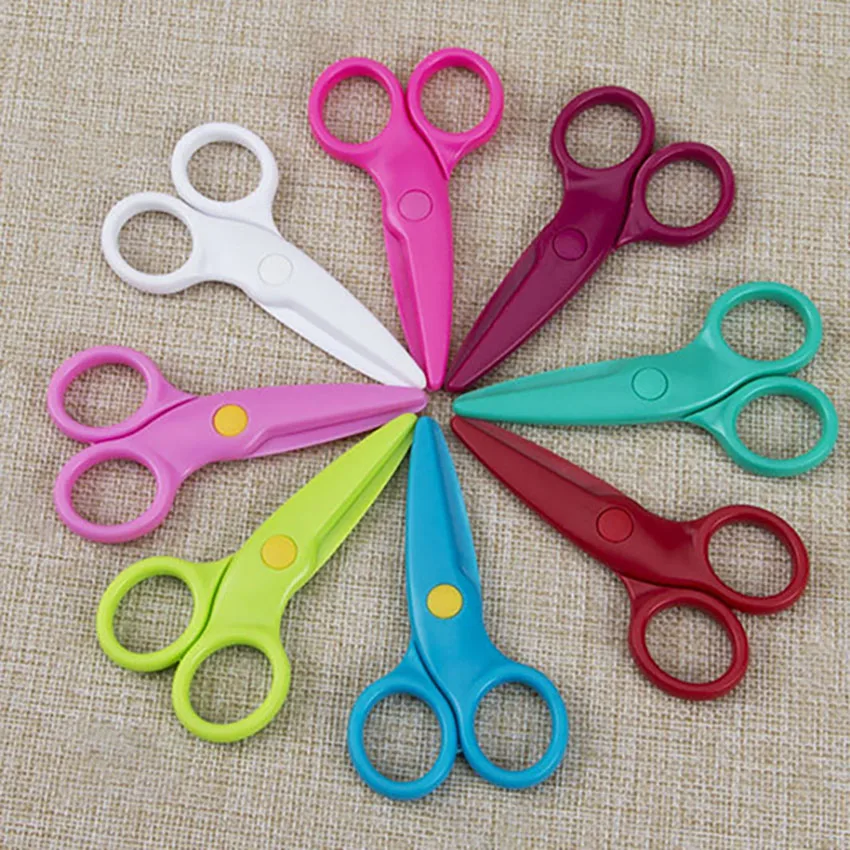 1Pc Safety Mini Kids Scissor DIY Paper Cutting Scissors, Kindergarten School Student Handmade Card Photo Scissors Art Tools