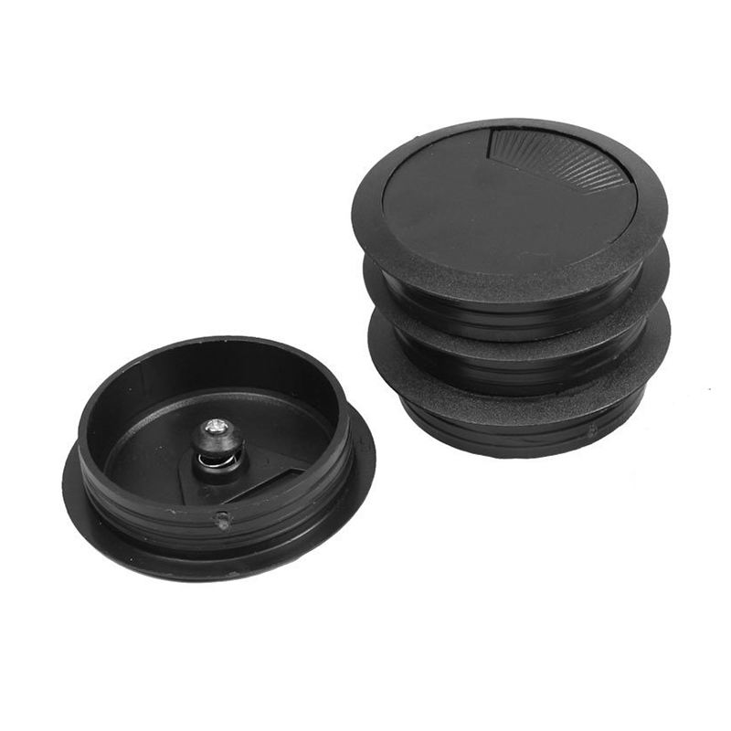 5個黒70ミリメートル径ラウンドプラスチックケーブル穴はパソコンデスク用カバー