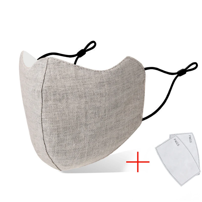 Mascarilla ajustable lavable de algodón de Color sólido puede poner filtros mascarillas faciales mascarilla bucal a prueba de viento máscaras para exteriores lavables reutilizables