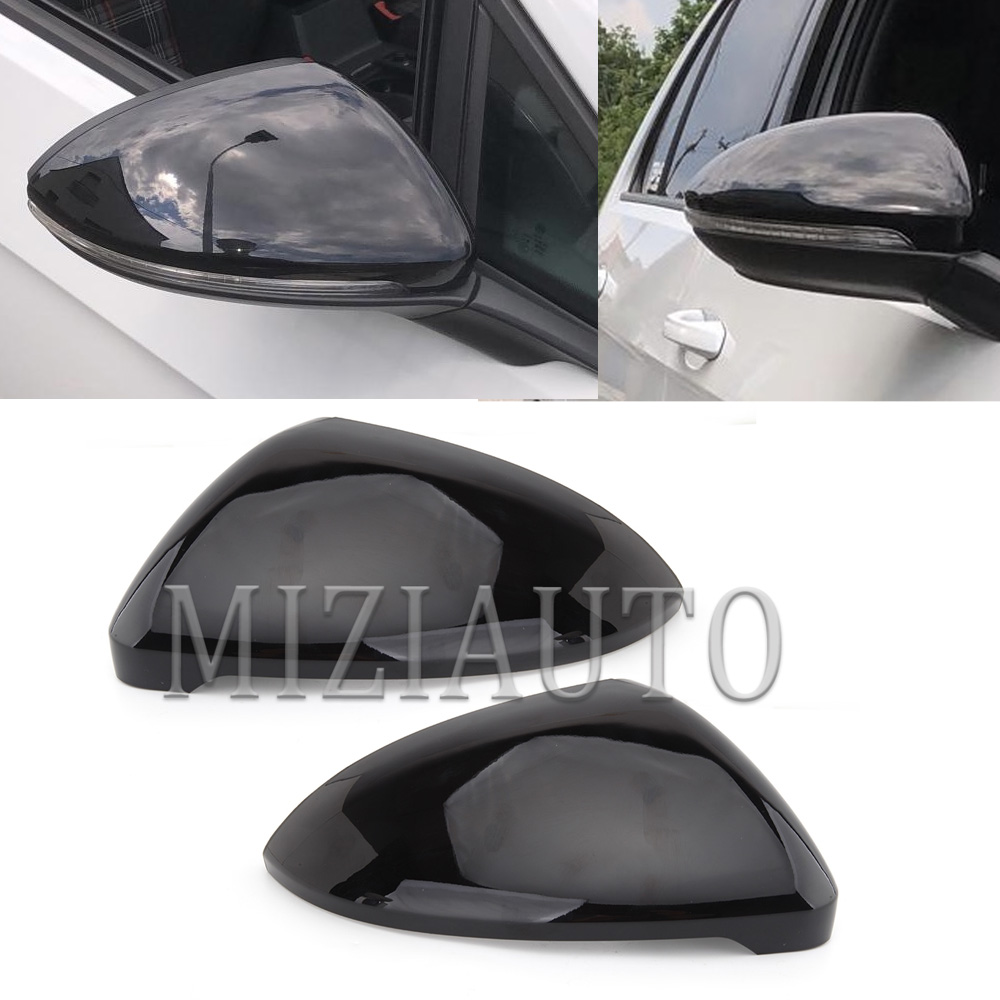 Side Rear View Mirror Cover Caps Signals For VW Golf 7 MK7 7.5 GTI For Touran 2013-2020 Bright Black Mirror Case Car Accessories