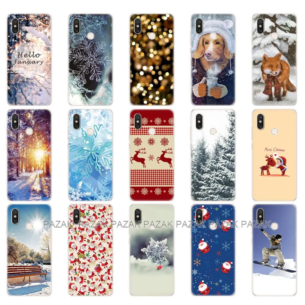 Casing untuk Xiaomi Mi 8 6.21 Inci untuk Xiaomi Mi 8 SE 5.88 Inci Sampul Ponsel untuk Xiaomi Mi8 Pro Musim Dingin Pohon Salju Natal Tahun Baru