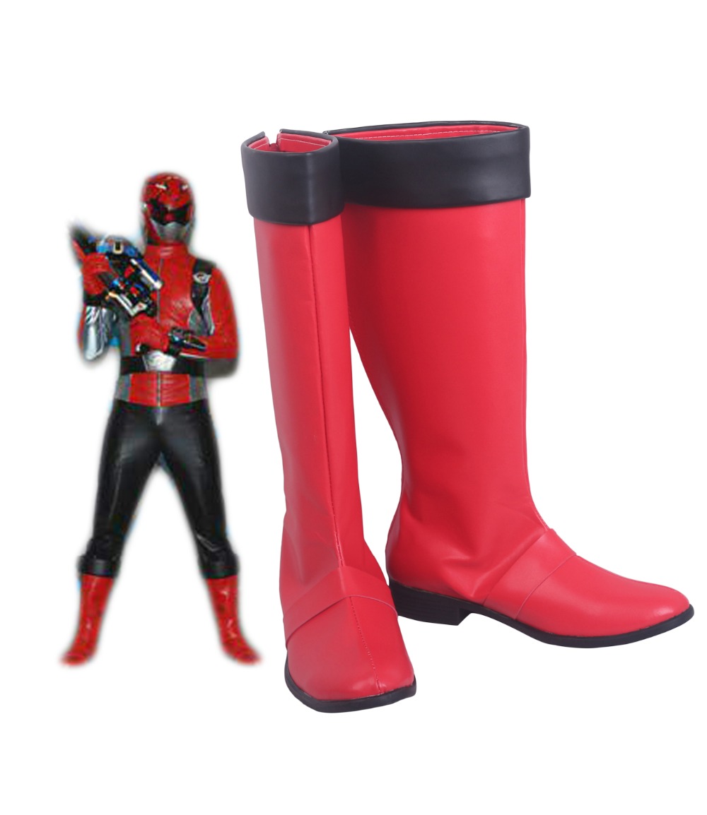 Sepatu Cosplay Toumei Sentai Go-Buster Red Buster Sepatu Merah Buatan Khusus Uniseks