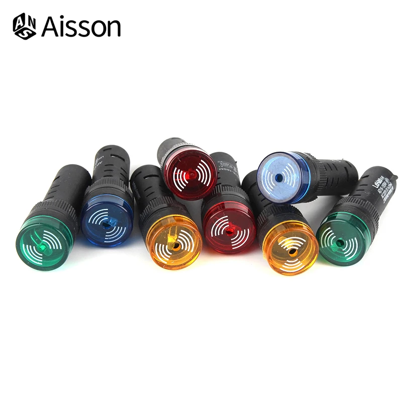 1 Máy Tính AD16-16SM 12V 24V 220V 16Mm Flash Đèn Tín Hiệu Đèn LED Hoạt Động Còi Bíp Báo Động Báo xanh Đỏ Vàng Xanh Dương